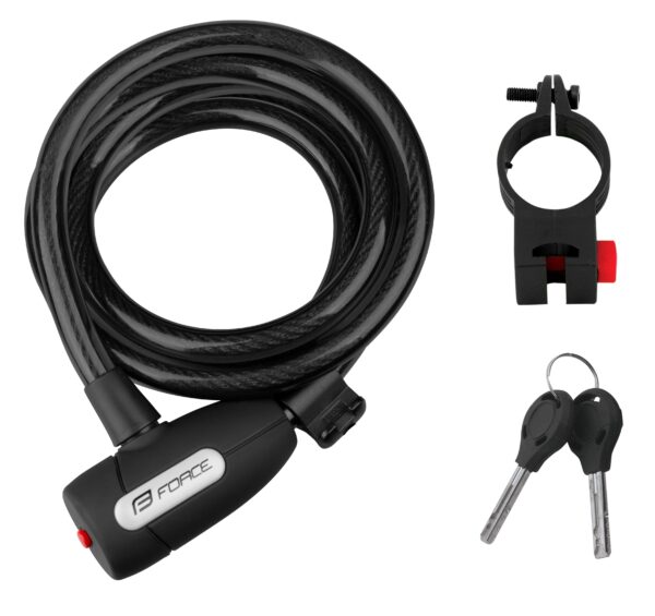 F Lux spiral lock with holder 180cm/12mm, black