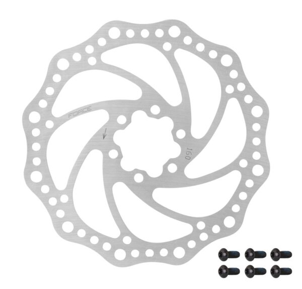 Disco de freno FORCE 160 mm, 6 agujeros, plata
